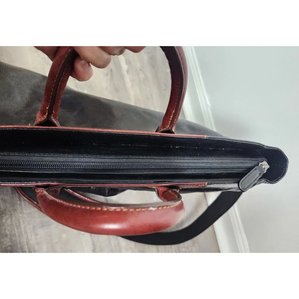 Samsonite By Heritage Industries Black W/Brown Trim Leather Travel Bag